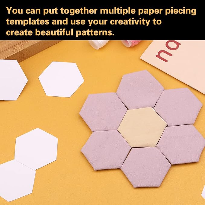 100 Count Paper Piecing Shapes Hexagon Paper Piecing Templates Quilting - Image 6
