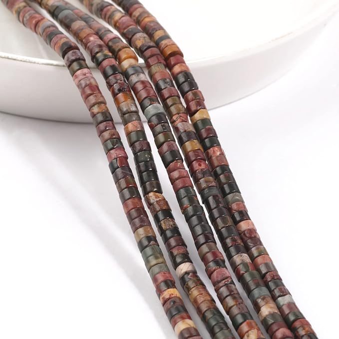 150Pcs 4×2mm Natural Picasso Jasper Spacer Stone Beads - Image 7