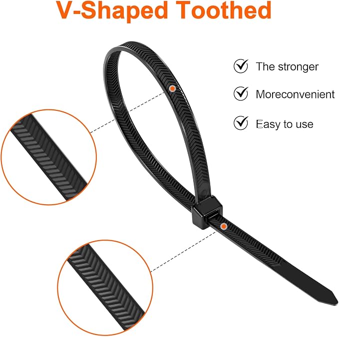 Zip Ties Heavy Duty 12+12 inch, V-Shaped Toothed Double Sided - Image 3