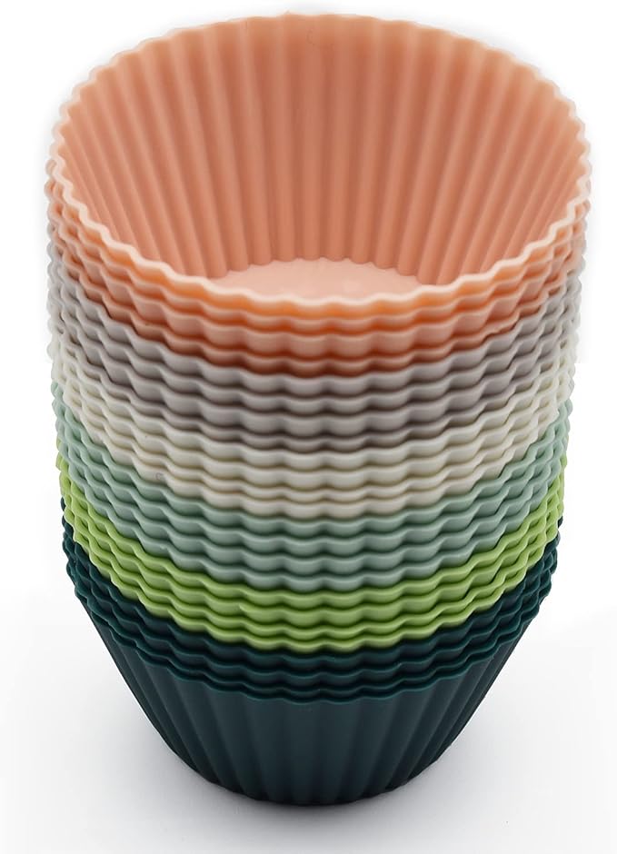 Reusable Silicone Cupcake Baking Cups 24 Pack, 2.75 inch Silicone Baking Cups by MODENGKONGJIAN