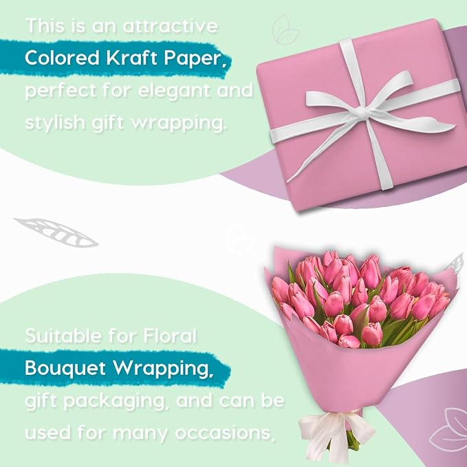 PerkHomy Light Pink Kraft Paper Roll 17.5" x 960" - Image 4