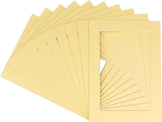 11x14 Mat for 8.5x11 Photo - Precut Soft Yellow Picture Matboard for Frames Measuring 11 x 14 Inches - Bevel Cut Matte to Display Art Measuring 8.5 x 11 Inches - Acid Free Pack of 25 MATS