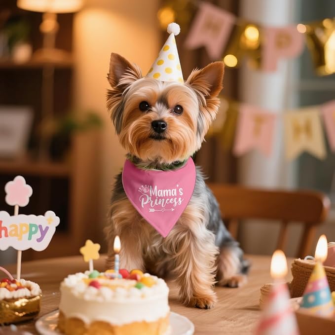 Mama's Princess Pink Dog Bandana, Cute Crown Pet Scarf Accessories - Image 4