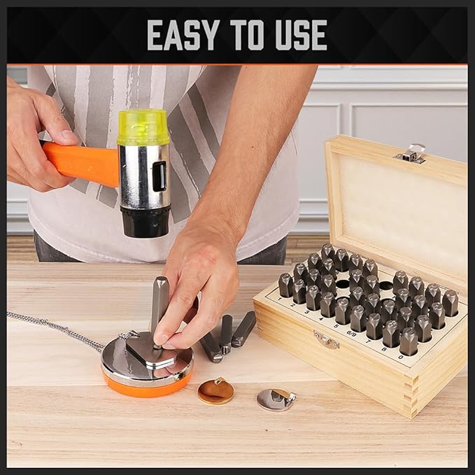 HORUSDY 36-Piece Number and Letter Stamp Set 5/16 (8mm) (A-Z) Punch Perfect for Imprinting Metal Stamping kit, Plastic, Wood, Leather