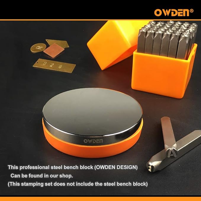 OWDEN Professional 36Pcs. Steel Metal Stamps Set,(3/16”) 5mm,Steel Number and Letter Punch Set,Alloy Steel Made HRC 58-62 for Jewelry Craft Stamping.