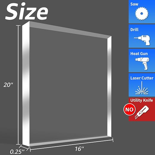 Art3d 2-Pack of 16 x 20" PET/Plexiglass Sheets, 1/4" Thick Clear PET Sheets - Image 2