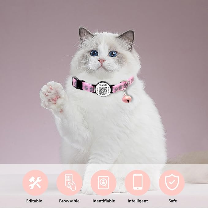Collar with QR Code, Reflective Cat Collar with Name Tag, Personalized - Image 6