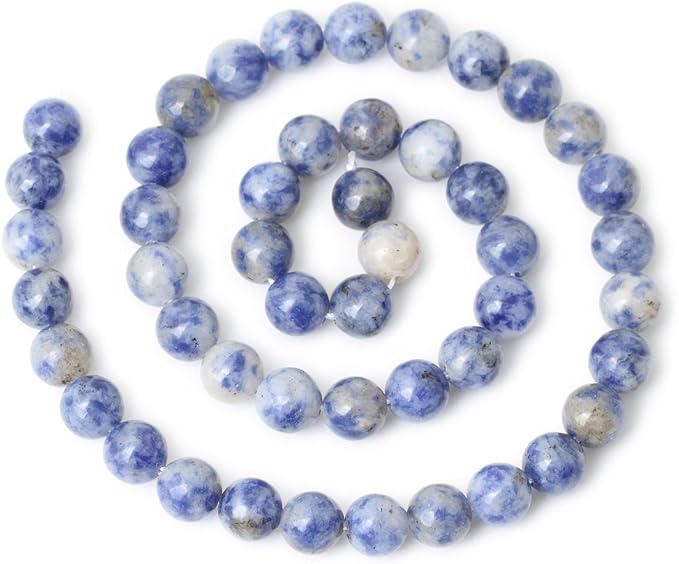 45PCS 8mm Natural Blue White Sodalite Gemstone Round Loose Beads - Image 2