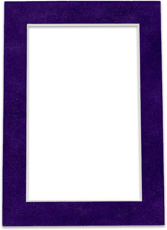 11x14 Mat Bevel Cut for 8.5x11 Photos - Acid Free Purple Crocus Suede Precut Matboard With Backing Board and Crystal Clear, Self Seal Mat Bag - For Pictures, Framing - 4-ply Thickness