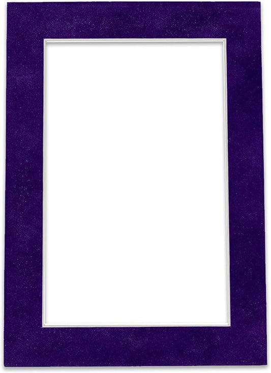 11x14 Mat Bevel Cut for 8.5x11 Photos - Acid Free Purple Crocus Suede Precut Matboard With Backing Board and Crystal Clear, Self Seal Mat Bag - For Pictures, Framing - 4-ply Thickness