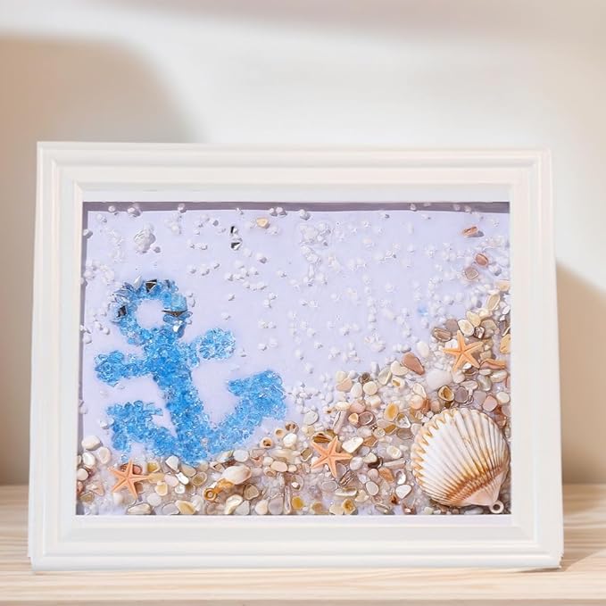 Sea Glass Art Kit, Mosaic Glass Photo Frame Set 9.5x7.5 Inch, Handcraft Style - Image 3