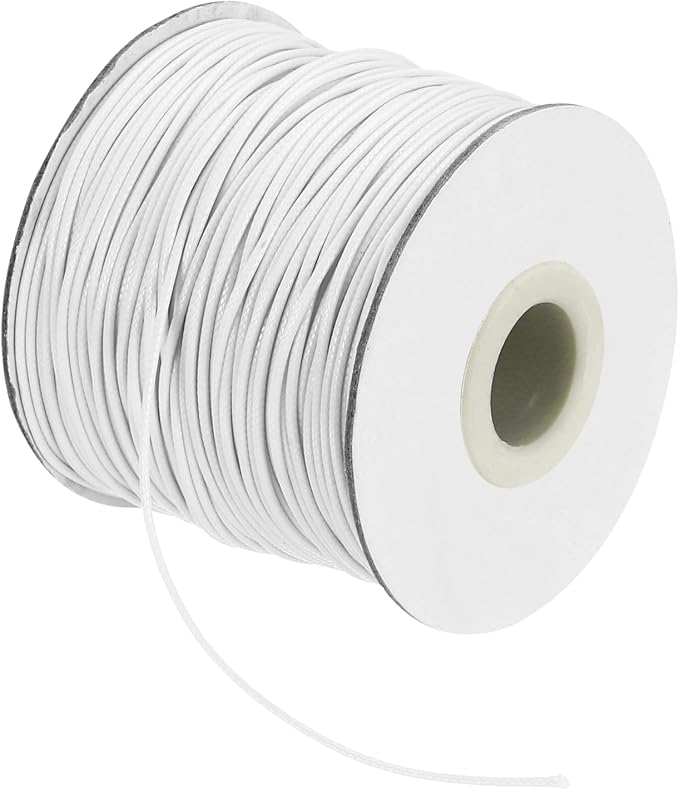 MECCANIXITY Waxed Cord 1mm Waxed Thread 87 Yard Wax String Leather Cord for Bracelet Making, Necklaces, Beading, Jewelry Making and DIY Crafts(White)