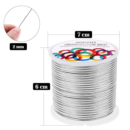 Anezus 12 Gauge Aluminum Wire 100 Feet - 2mm Metal Armature Bendable Sculpting Wire for Crafts, Wreath Making, Jewelry Making, Beading, Floral (Silver)