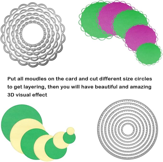 2 Packs Cutting Dies Stencil Metal Template Moulds, FineGood Embossing Tool for Card Making Scrapbooking DIY Album Paper