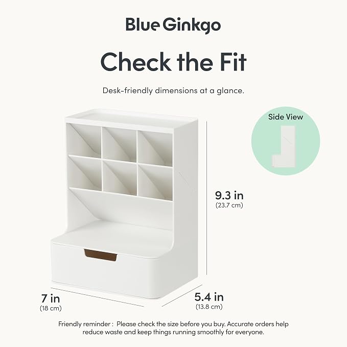 BLUE GINKGO Hive Desk Organizer – Vertical 6-Compartment, Full-drawer Storage – - Image 3