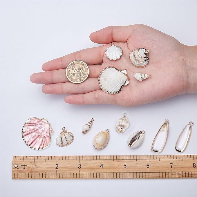 SUNNYCLUE 1 Box 20pcs 10 Styles Natural White Cowrie Seashells Charm Conch - Image 3