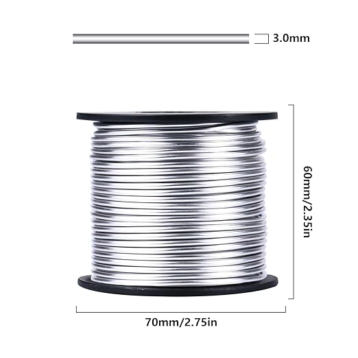 Aluminum Craft Wire, 32.8 Feet 3.0 mm/ 8 Gauge Silver Bendable Soft Metal Aluminum Wire Roll Bulk for DIY Crafts Sculpting Jewelry Making