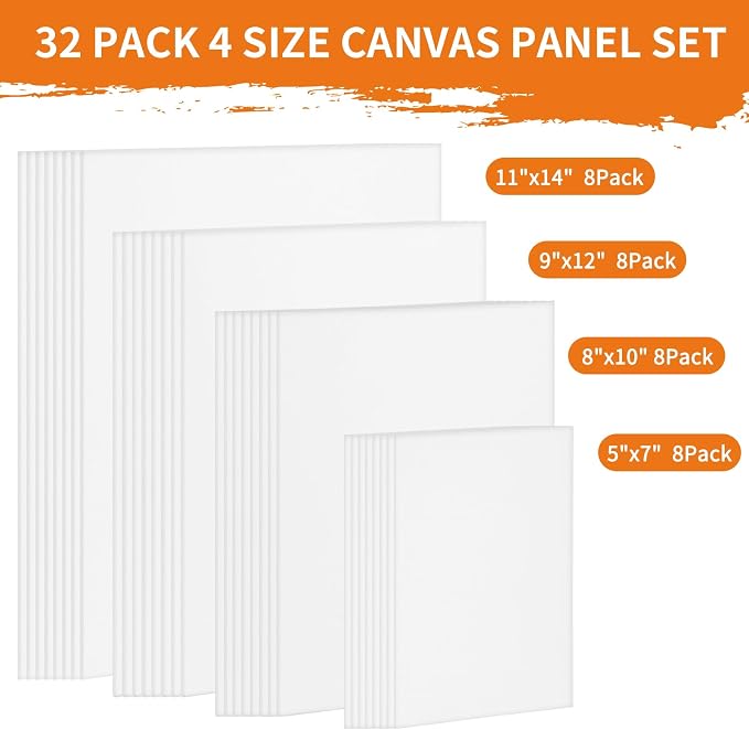 FIXWAL Canvas Boards for Painting 32 Pack, - Image 2