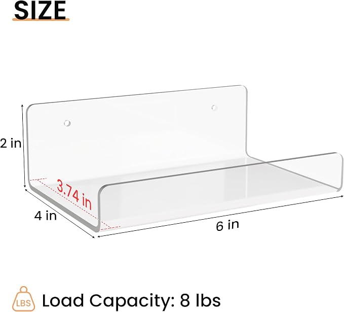 upsimples 6" Acrylic Shelves, Small Shelf - Image 3