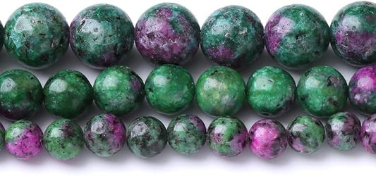 45PCS 8MM Natural Epidote Zoisite Stone Beads Round Loose Stone Beads for Jewelry Making DIY Energy Stone Healing Power Bracelet 15"
