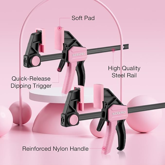 WORKPRO Bar Clamps for Woodworking, Light-Duty Quick-Change F Clamps - Image 6
