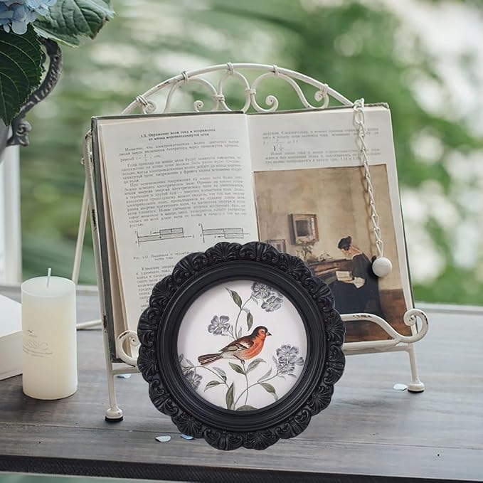 Vintage Picture Frames 4x4 Round Black Antique Picture Frames - Image 3