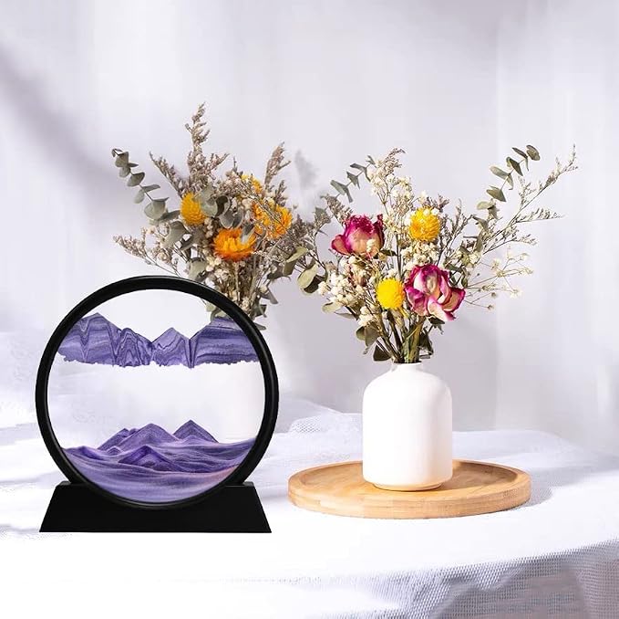 rysnwsu 3D Dynamic Sand Art Liquid Motion, Moving Sand Art Picture Round Glass - Image 5