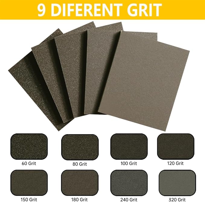 16PCS 120 Grits Sanding Sponge Medium Coarse Sanding Block, Washable and Reusable Wet Dry Sandpaper Sponge， Sander Sponges for Wood Drywall Metal Wood