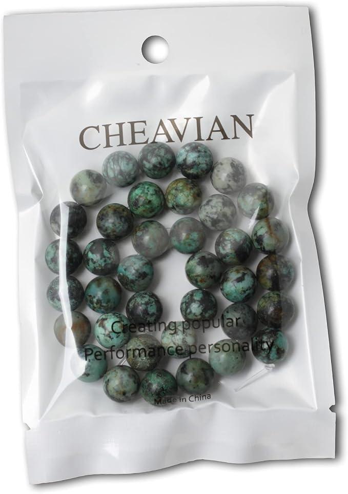 35PCS 10mm Natural African Turquoise Stone Gemstone Round Loose Beads - Image 5