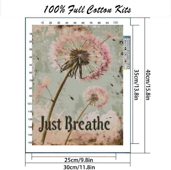 MYBISYMQQ Stamping Cross Stitch Kit Just Breathe, Counting Cross Stitch Kit - Image 2