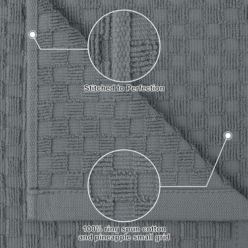 Homaxy 100% Cotton Terry Kitchen Towels, Dark Grey - Image 3