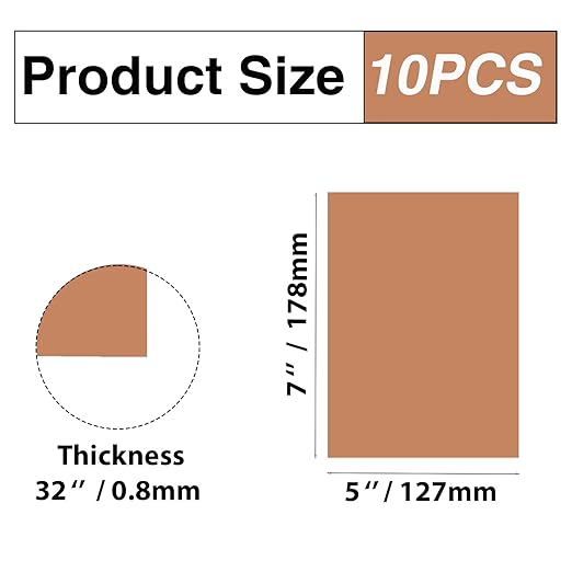 10Pcs Rose - Gold Anodized Aluminum Sheet 5" x 7" x 1/32" (0.8mm) Corrosion-Resistant Metal Plates for Laser Engraving, DIY Crafting, Sign Making, Home Decor