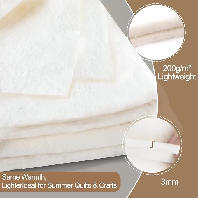 Natural Cotton Batting for Quilting Sewing Crafting & DIY Projects, Batting for - Image 3