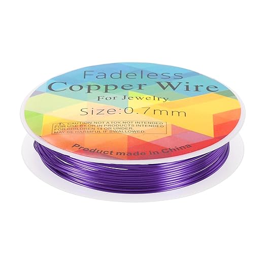 HARFINGTON 10ft Jewelry Wire, 22 Gauge (0.7mm) Brass Craft Soft Metal Tarnish Resistant Copper Beading Wire for Jewelry Making Supplies Crafting, Purple