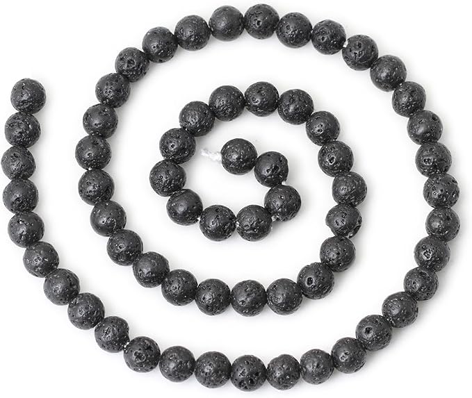 6mm 60PCS Black Lava Volcanic Stone Gemstone Round Loose Beads - Image 2