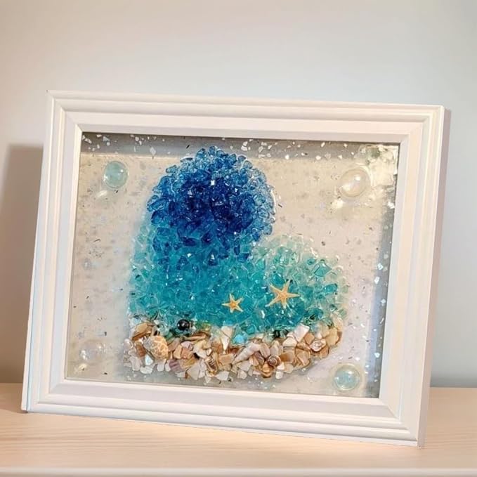 Sea Glass Art Kit, Mosaic Glass Photo Frame Set 9.5x7.5 Inch, Handcraft Style - Image 2