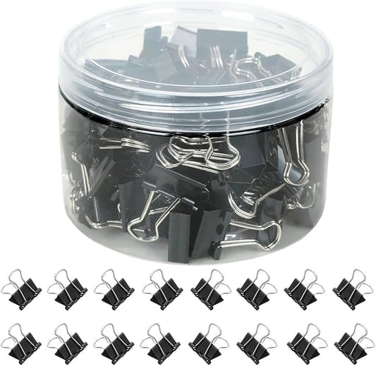 150 PCS Mini Binder Clips, 5/8 inch 15mm Binder Clips, Black Paper Clamps Small Size for Office, Home, School, Document Organizing (0.6 inch)