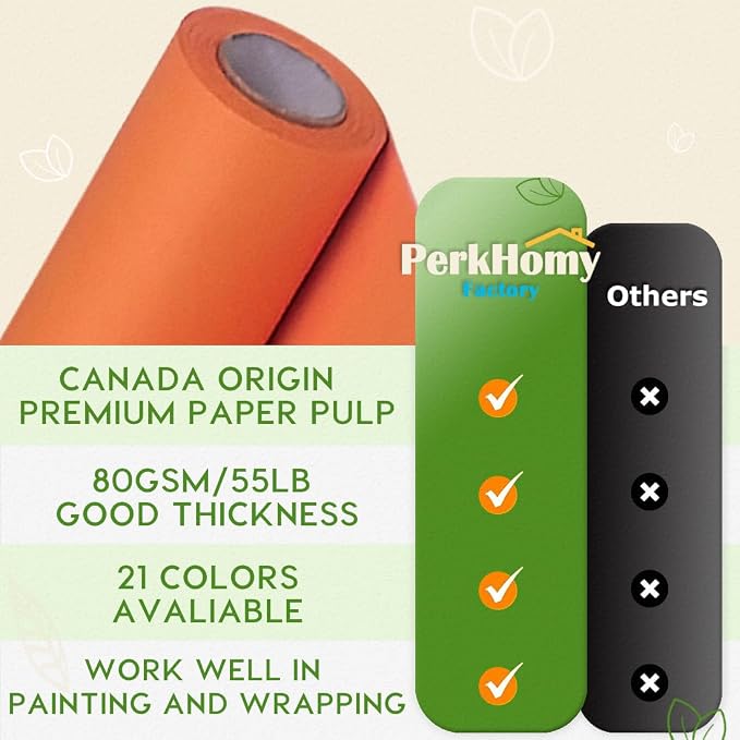 PerkHomy OrangeRed Kraft Paper Roll 17.5" x 960" - Image 3