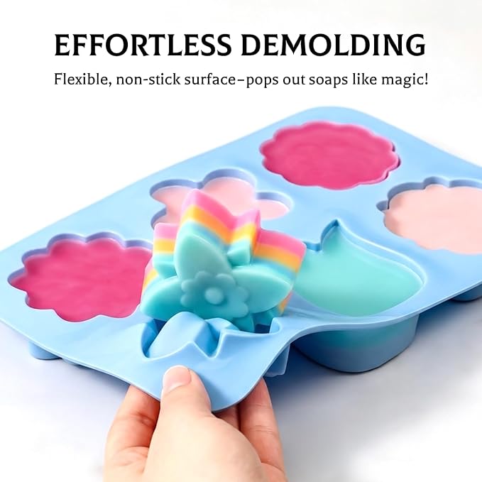 SJ Silicone Molds for Crafts, 2 Pack Tulip and Flower Soap Molds | 6 Cavities - Image 2
