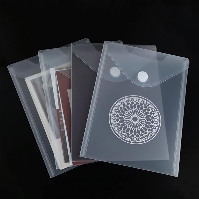 12 Pack Large Clear Die & Stamp Storage Bag Transparent Plastic Folders for Cutting Dies Stencil Embossing Crafts for DIY Scrapbooking Paper Card Craft Organizer Holder