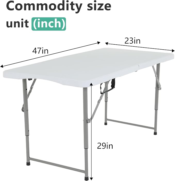 FDW 4FT Folding Table Half Portable Foldable Table Picnic Table - Image 3