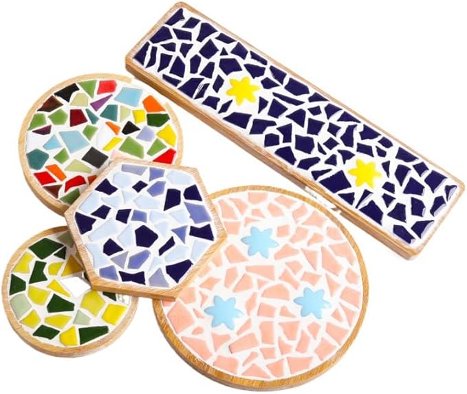 1.1LB Irregular Ceramics Mosaic Tiles, Mosaic Pieces Stones for DIY Mosaic Making Craft Hobby Arts Home Wall Decoration (White)