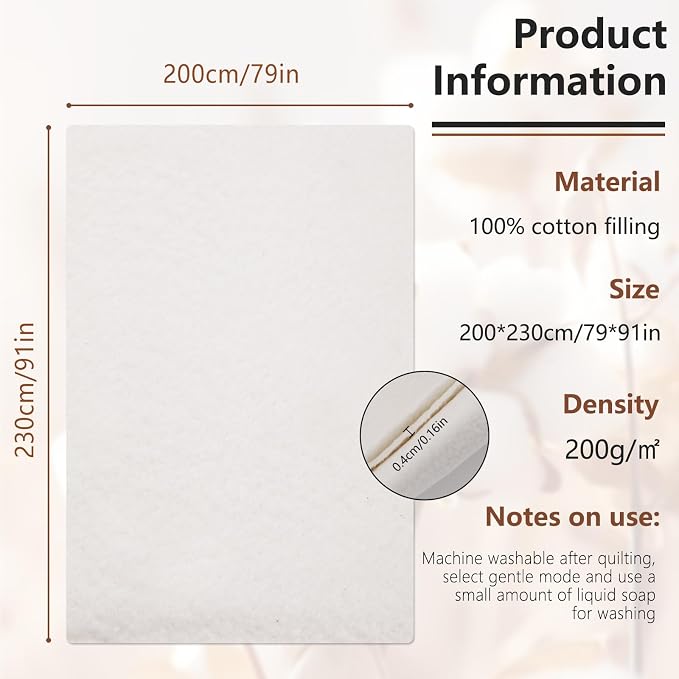 Cotton Quilting Batting, Natural Cotton Quilt Batting - Image 2