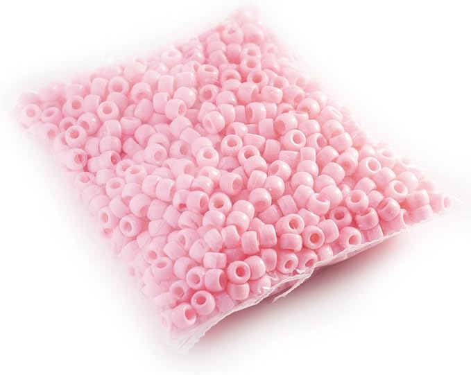 1000 Pcs Acrylic Pink DIY Pony Beads 6x9mm Bulk - Image 6