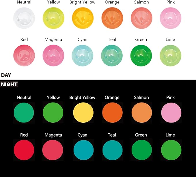 Artecho Glow in the Dark Acrylic Paint Set – 12 Colors x 11ml | Non-Toxic - Image 4