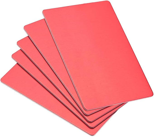 uxcell Blank Metal Card 100x60x1mm Anodized Aluminum Plate for DIY Laser Printing Engraving Red 5 Pcs