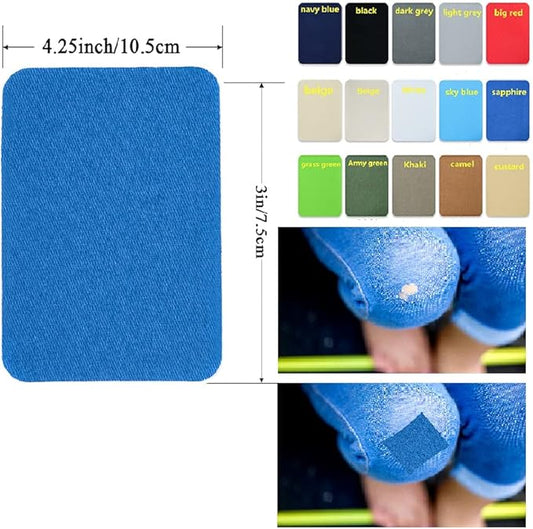 12PCS Fabric Iron on Patches Inside & Outside Strong Glue 100% Cotton Repair Patch for Clothes Pants Mending and Decorating, White