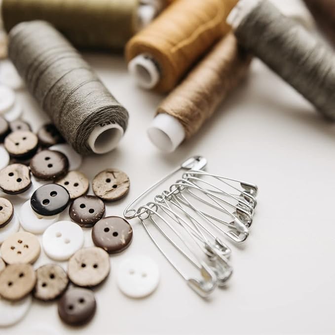 1000 Pcs Assorted Safety Pins, 1.1 Inch Rust-Resistant Steel Wire Silver Sewing Pins for Clothes & Crafts Use