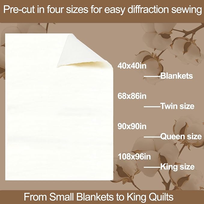 Natural Cotton Batting for Quilting Sewing Crafting & DIY Projects, Batting for - Image 5
