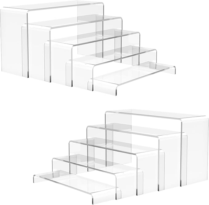 ANDGOO 10 Pack Acrylic Display Risers, 2 Set Perfume Stand Organizer, Display by ANDGOO